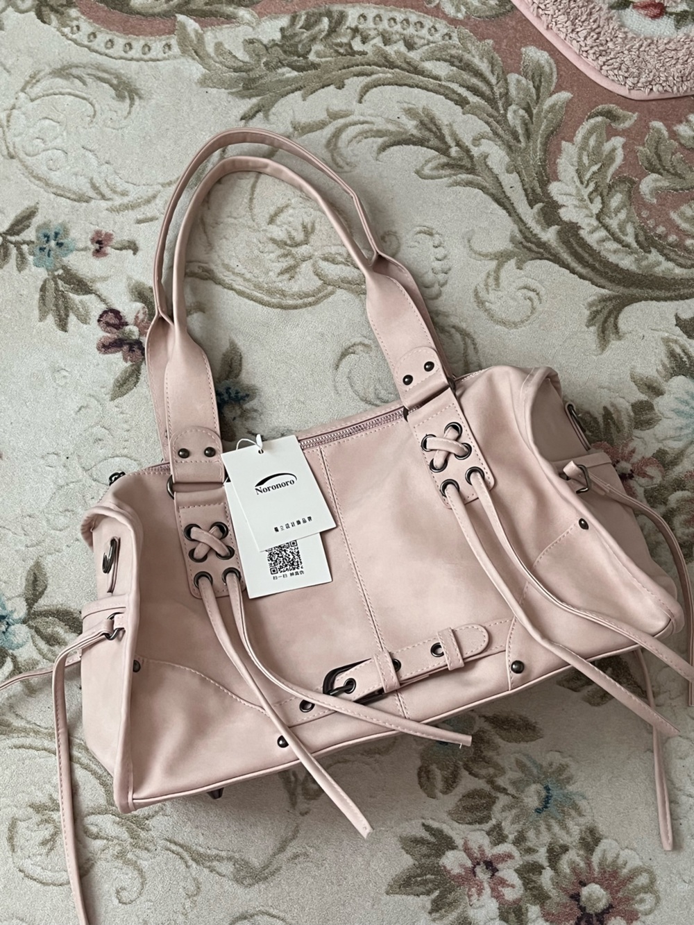 Pink Leather Tote Bag - Soft Blush Shoulder Handbag
